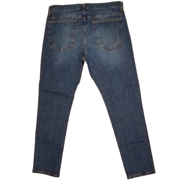 TRUE CRAFT Distressed Denim Taper Leg Blue Jeans Men's 36 x 30 - Picture 2 of 7